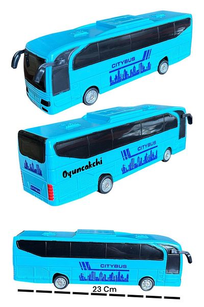 FEN TOYS Bus Toy City Bus Friction Blue Color 23 cm