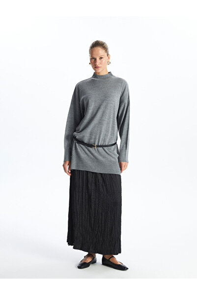 LC Waikiki Lw - Kadın Yarım Balıkçı Yaka Düz Triko Tunik