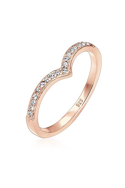 ELLI Damen-Ring aus 925er-Sterlingsilber mit V-förmigen Kristallen