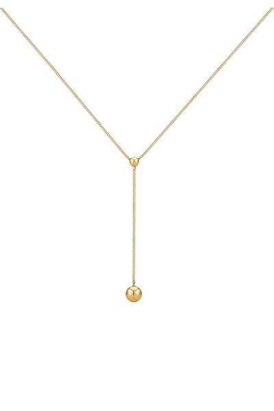 ELLI Necklace Y-chain Ball Pendant Minimal Elegant In 925 Sterling Silver Gold Plated