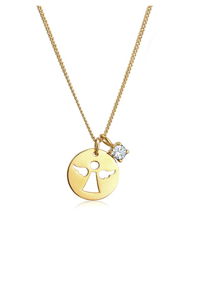 ELLI Colier de damă cu înger decupat, plachetă și cristal din argint 925