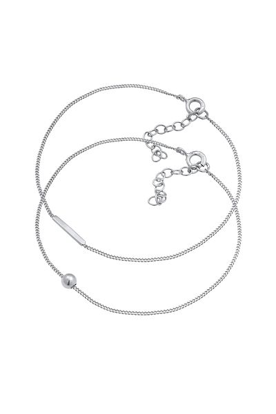 ELLI Brățară Femei Geo Look Basic Rod Ball Trend Blogger Minimal Ajustabilă În Argint Sterling 925