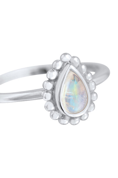 ELLI Dámský prsten s korálky a měsíčním kamenem ze sterlingového stříbra 925