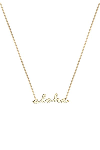 ELLI Necklace Inscription "aloha" Summer 925 Sterling Silver Gold Plated
