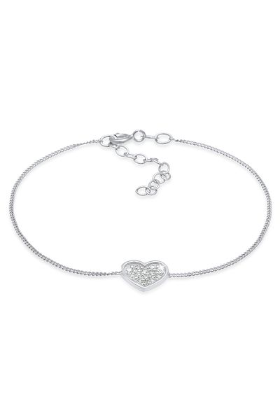 ELLI Brățară de damă cu inimă, model Valentine's Love romantic, cu pietre de zirconiu cubic, din argint 925