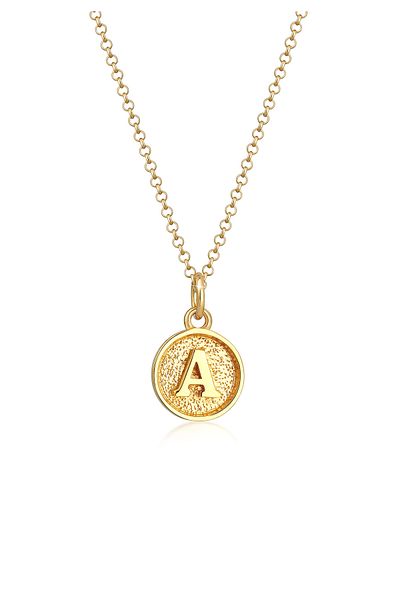ELLI Halskette Plättchen Initialen Buchstabe A Minimal aus 925 Sterling Silber