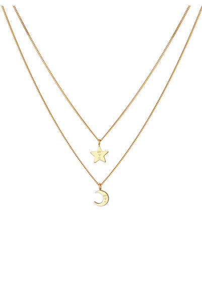 ELLI Detský náhrdelník s príveskom hviezda polmesiac s kryštálom zo striebra 925