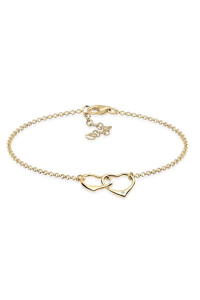 ELLI Bracelet Ladies Heart Intertwined Love With Diamond (0.015 CT.) In 925 Sterling Silver