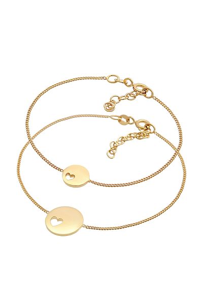 ELLI Bracelet Ladies Plate Heart Mother Child Set In 925 Sterling Silver