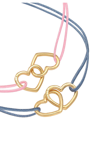 ELLI Dětský náramek se srdíčky, nylonová stuha, sada 2 kusů, stříbro 925