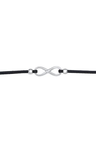 ELLI Colier Choker dama Simbol Infinit Piele Sintetica Cu Zirconiu In Argint Sterling 925