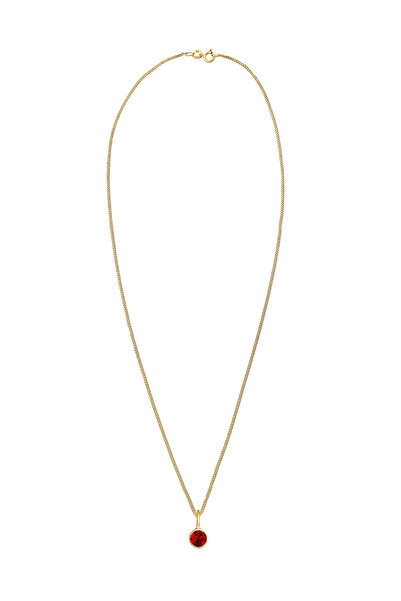 ELLI Dámský náhrdelník s přívěskem Solitaire, kulatý červený s krystalem, stříbro 925