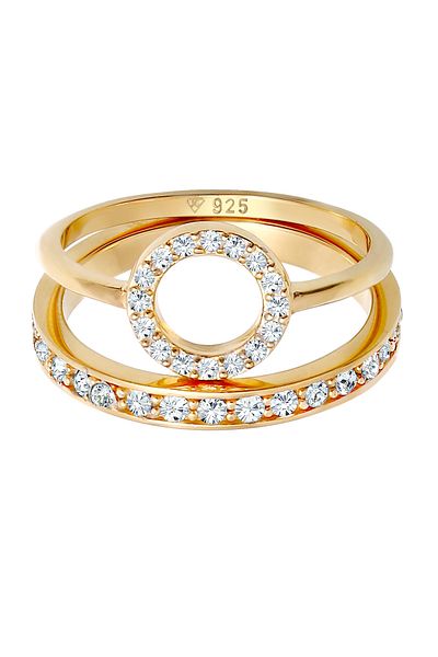 ELLI Ring Ladies Band Ring Duo Memorie Circle Geo Timeless With Crystals In 925 Sterling Silver