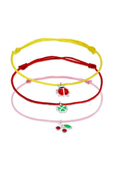 ELLI Armband Kinder Marienkäfer Kleeblatt Kirsche Set süß bunt verstellbar mit Emaille und Kristallen