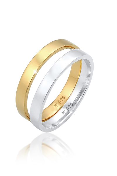 ELLI Dámský prsten Band Ring Duo Basic Classic Bi-colour ze sterlingového stříbra 925, pozlacený