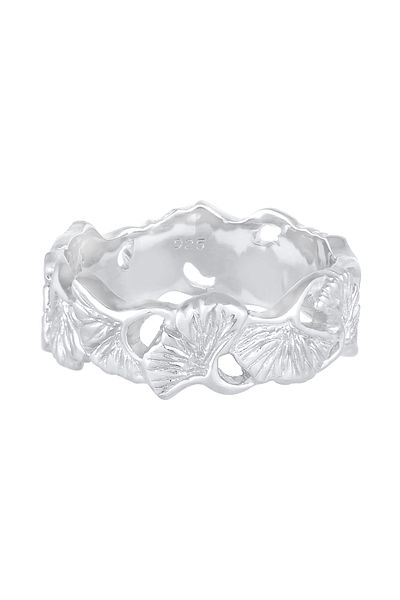 ELLI Inel pentru dama Bandă Ginkgo Leaf Tropical Summer Trend În argint 925 placat cu aur