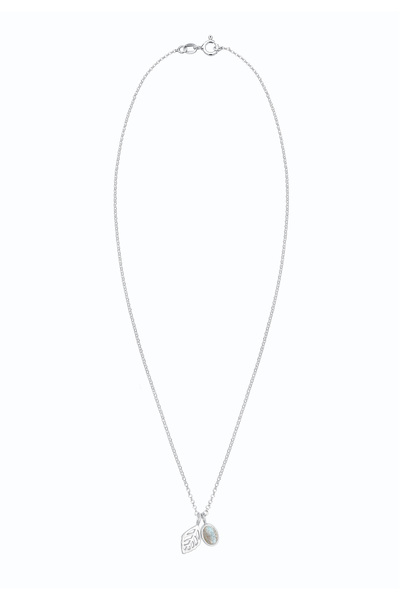 ELLI Náhrdelník Leaf Labradorit Geo 925 Sterling Silver