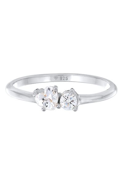 ELLI Inel Inel De Logodnă De Damă Inimă Cu Cristale De Zirconiu În Argint Sterling 925