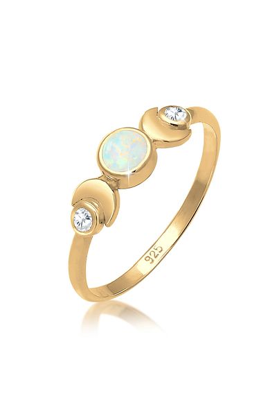 ELLI Ring Woman Crescent Opal Zirconia Stone 925 Sterling Silver