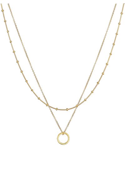 ELLI Necklace Ladies Layer Ball Chain Circle Pendant Timeless In 925 Sterling Silver