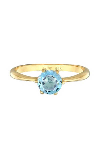 ELLI Ring Ladies Solitaire Basic With Topaz In 925 Sterling Silver Gold Plated