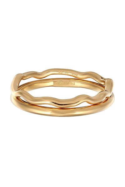 ELLI Frauen-Schmuck-Ring-Set mit 2 Stück Geodeğer 925 Maden Kar 报 mit Goldpapier