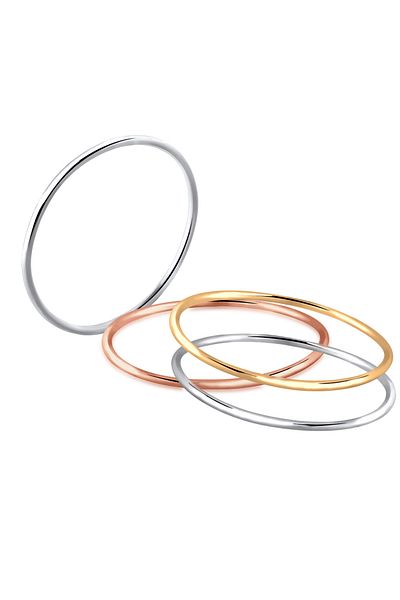 ELLI Ring Stacking Tri-colour Gold Plated 925 Sterling Silver
