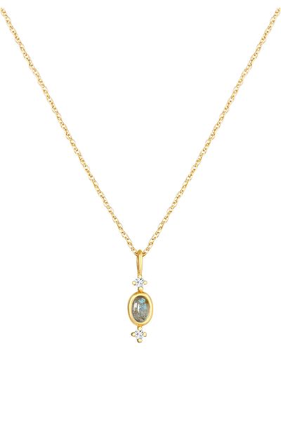 ELLI Necklace Woman Twisted Pendant With Labradorite Topaz In 925 Sterling Silver Gold Plated