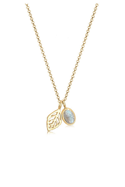 ELLI Náhrdelník Leaf Labradorit Geo 925 Sterling Silver