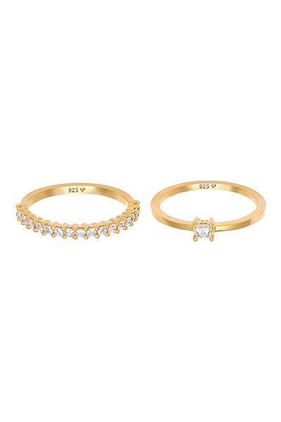 ELLI Ring für Damen, Solitaire, Verlobung, Unendlichkeit, Zirkoniumkristalle, 925er Sterlingsilber, vergoldet