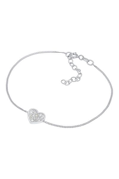 ELLI Brățară de damă cu inimă, model Valentine's Love romantic, cu pietre de zirconiu cubic, din argint 925