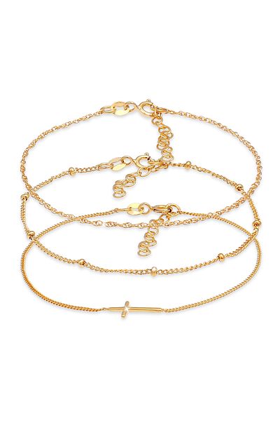 ELLI Bracelet Ladies Twisted Ball Cross Design Set Of 3 In 925 Sterling Silver