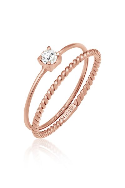 ELLI Band-Ring-Set für Damen – Zirkonium-Edelstein, 925er Sterlingsilber, Twisted Trend Blogger