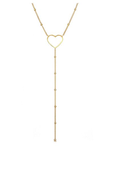 ELLI Necklace Ladies Y-chain Necklace Heart Balls In 925 Sterling Silver Gold Plated