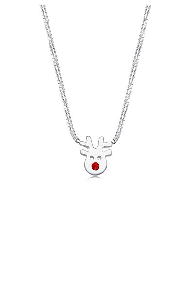 ELLI Halskette Mädchen Rentier Anhänger verspielt mit Kristallen in 925 Sterling Silber