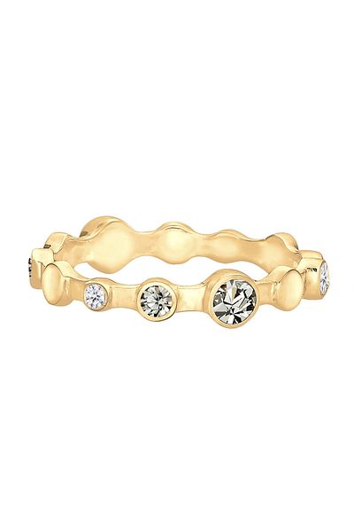 ELLI Ring Ladies Geo Color With Crystals In 925 Sterling Silver Gold Plated