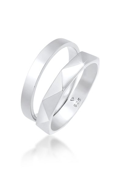 ELLI Inel Femeie Basic Hexagon ciocanat În Argint Sterling 925