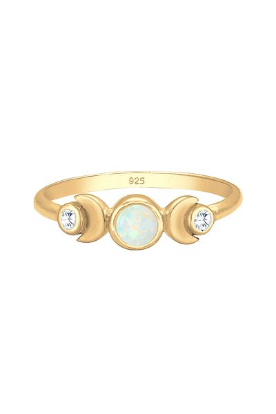 ELLI Ring Woman Crescent Opal Zirconia Stone 925 Sterling Silver
