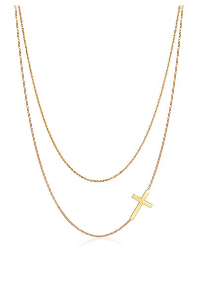 ELLI Necklace Woman Layer Cross Twisted Tank In 925 Sterling Silver