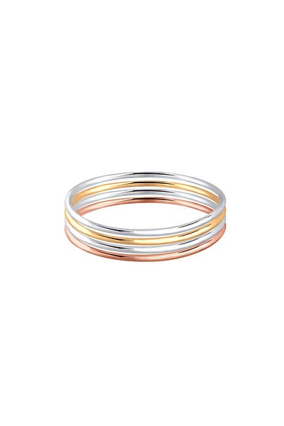 ELLI Ring Stacking Tri-colour Gold Plated 925 Sterling Silver