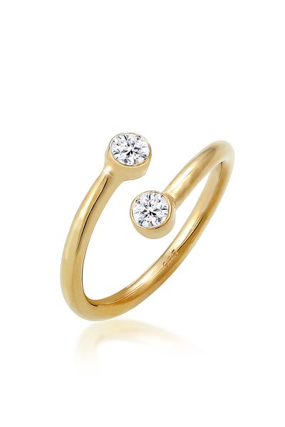 ELLI Ring Ladies Sparkling Wrapped Open With Crystals In 925 Sterling Silver Gold Plated