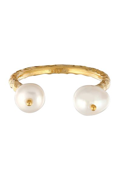 ELLI Ring Premium Ring Ladies Open Hammered Trend With Freshwater Cultured Pearls In 925 Sterling Si