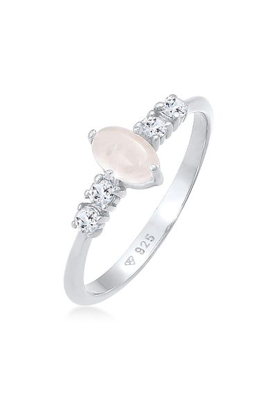 ELLI Ring Damen Oval Verlobung Elegant Funkelnd Mit Rosenquarz Und Topas In 925 Sterling Silber