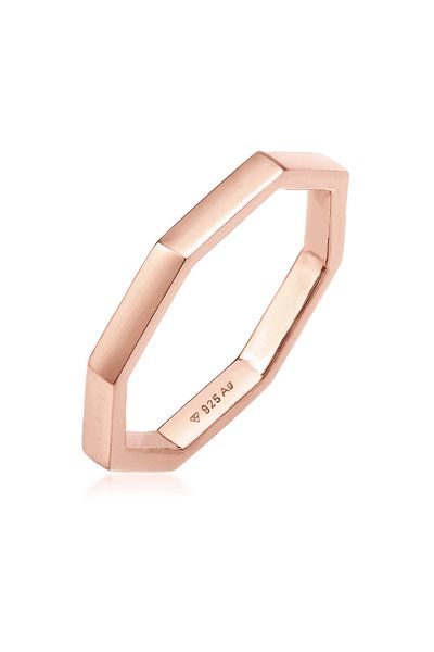 ELLI Damenring – 925er Sterlingsilber, kleiner Finger, geformtes Geo-Look