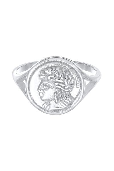 ELLI Inel Doamnă Inel Sigiliu Monedă Aspect Vintage Trend Blogger În Argint Sterling 925