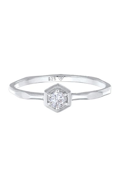 ELLI Inel Doamnă Solitaire Geo Octogon Cu Cristal Zirconiu În Argint Sterling 925