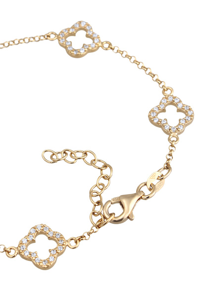 ELLI Náramek Náramek Dámský Květinový řetízek s oválným článkem Zirkonový diamantový brus Bílá 925 Sterling Silver P