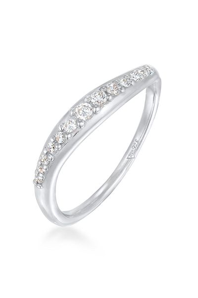 ELLI Inel Doamnelor Stiva Curbat Elegant Cu Cristale Zirconiu În Argint Sterling 925