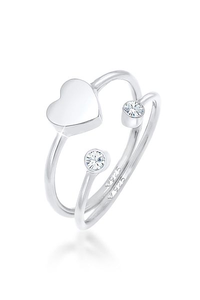 ELLI Set de capse cu cristal Herz Inel Argint 925