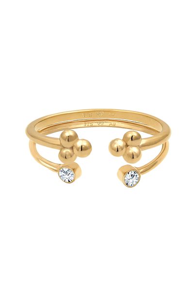 ELLI Ring Ladies Ball Design Open Set With Crystals In 925 Sterling Silver